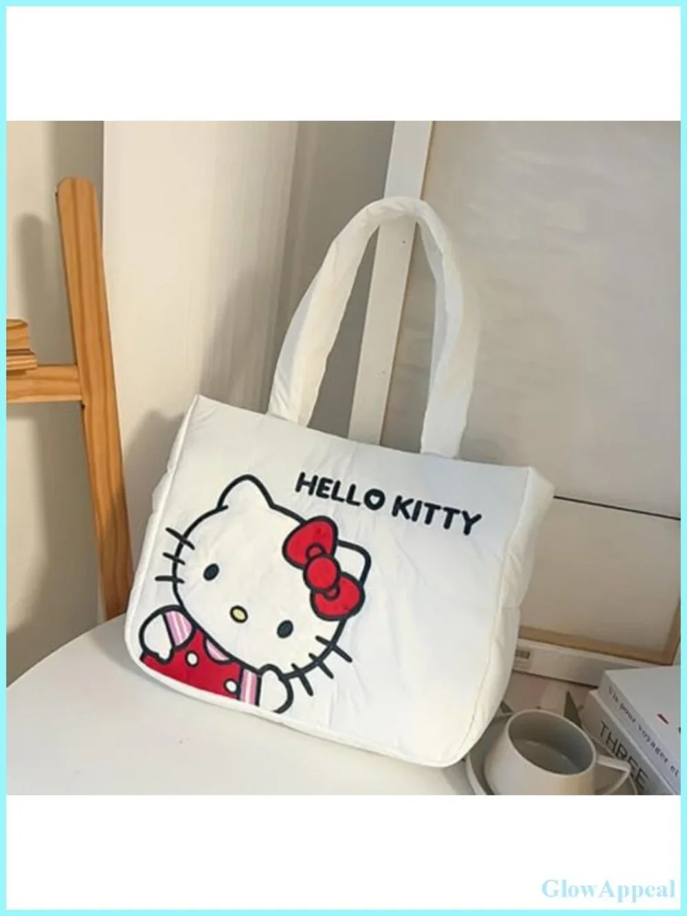 Puffer Tote Bag for Women - Cartoon Quilted Nylon Shoulder Bag, Lightweight